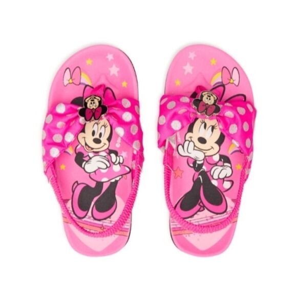 Baby Girls Disney Minnie Mouse Flip Flops Sandals Shoes Size 5/6 - Picture 2 of 6